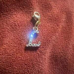 Gold-Plated 'L' Initial Charm with Swarovski Crystals